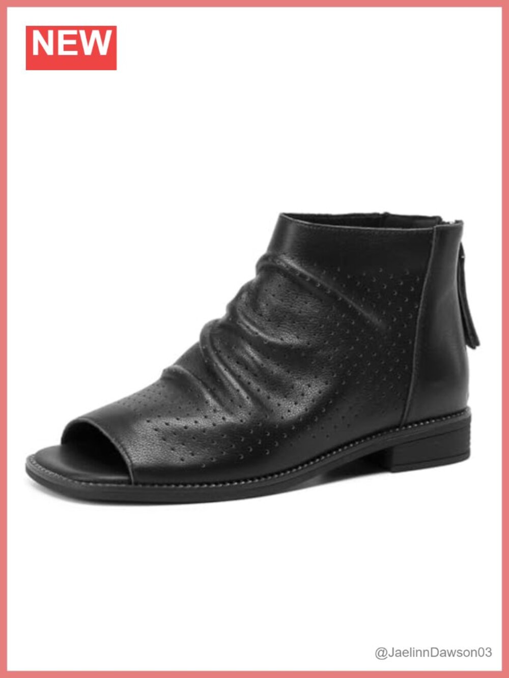 Women's Open Toe Slouchy Low Block Heel Ankle Bootie Faux Leather Winter